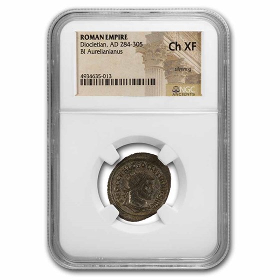 Roman Silvered Aurelianianus Diocletian 284-305 AD Ch XF NGC Roman Silvered Aurelianianus Diocletian 284-305 AD Ch XF NGC