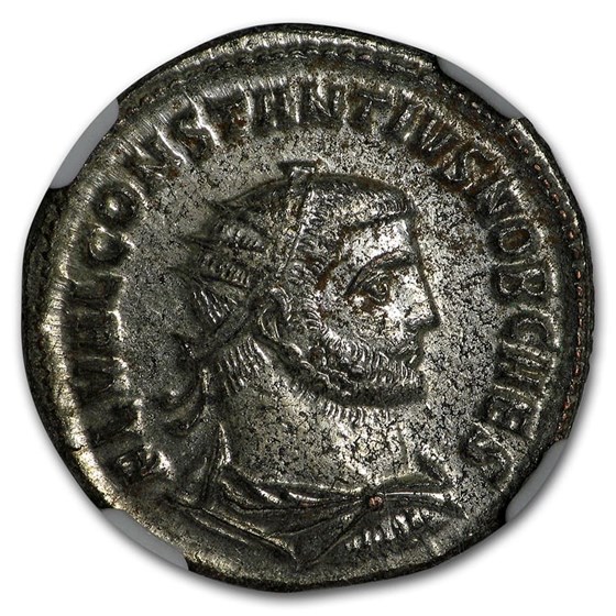 Roman Silvered Aurelianianus Emp Constantius I 305-306 AD MS NGC Roman Silvered Aurelianianus Emp Constantius I 305-306 AD MS NGC