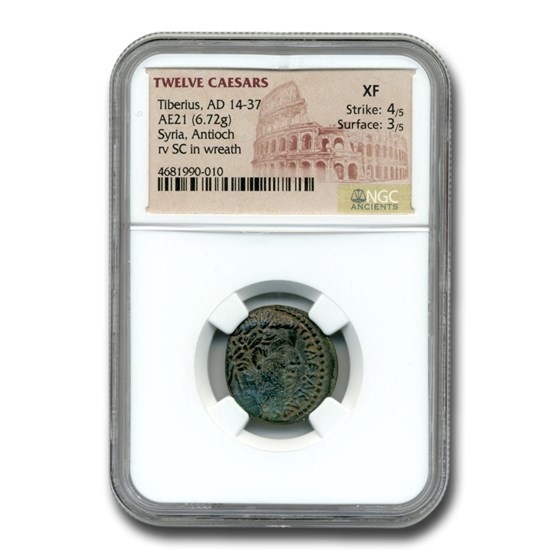Roman Syria Antioch AE 21 Emperor Tiberius (14-37 AD) XF NGC Roman Syria Antioch AE 21 Emperor Tiberius (14-37 AD) XF NGC