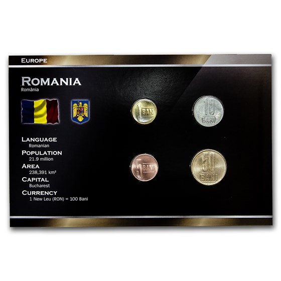 Romania 1-50 Bani 4-Coin Set BU Romania 1-50 Bani 4-Coin Set BU