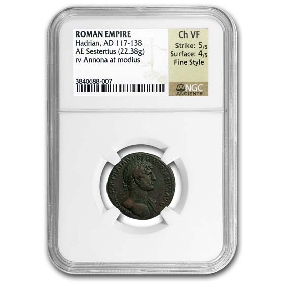 Buy Rome AE Sestertius Emp. Hadrian (117-138 AD) Ch VF NGC Fine Style ...