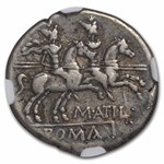 Rome AR Denarius M. Atil Saranus (148 BC) VF NGC (Cr-214/1b)