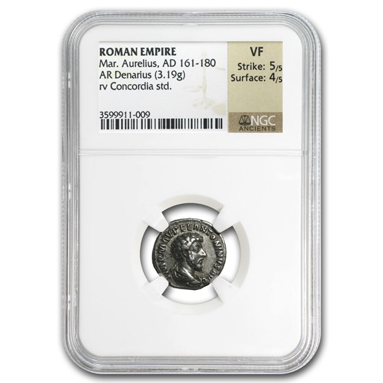 Rome AR Denarius Marcus Aurelius 161-180 AD VF NGC (Random Coin)