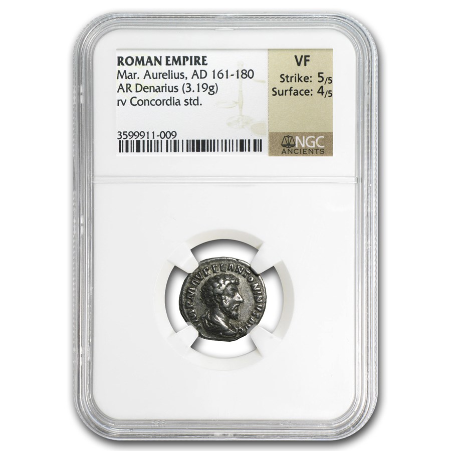 Rome AR Denarius Marcus Aurelius 161-180 AD VF NGC (Random Coin)