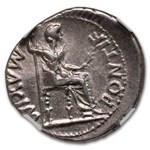 Rome AR Denarius Tiberius 14-37 AD Ch VF NGC (5/3, Tribute Penny)