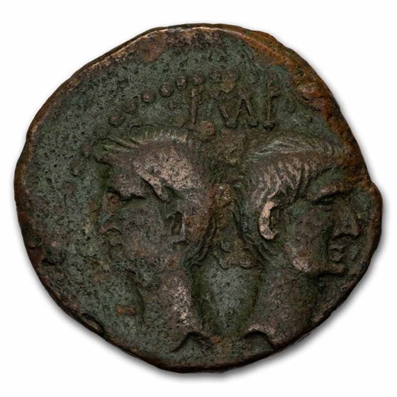 Rome Gaul Crocodile Dupondius Augustus/Agrippa (27 BC-14 AD) Ch F