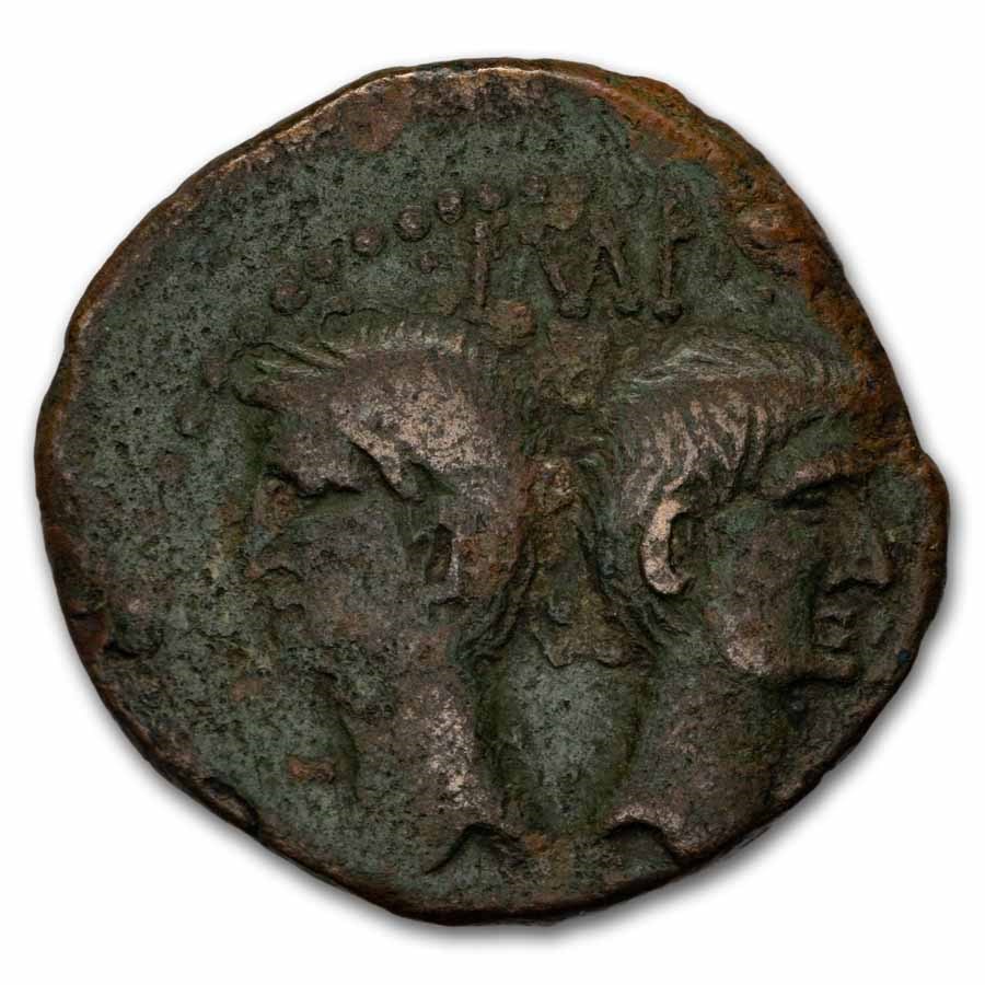 Rome Gaul Crocodile Dupondius Augustus/Agrippa (27 BC-14 AD) Ch F