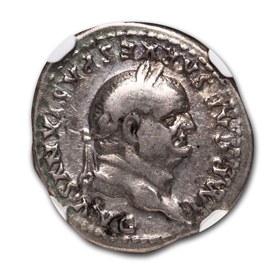 RomeAR Denarius Vespasian (69-79 AD) Ch Fine NGC (RIC II 1065) RomeAR Denarius Vespasian (69-79 AD) Ch Fine NGC (RIC II 1065)