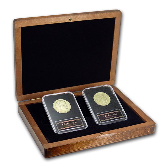 Russia Lenin 1 Ruble 2-Coin + Stamp Set Russia Lenin 1 Ruble 2-Coin + Stamp Set