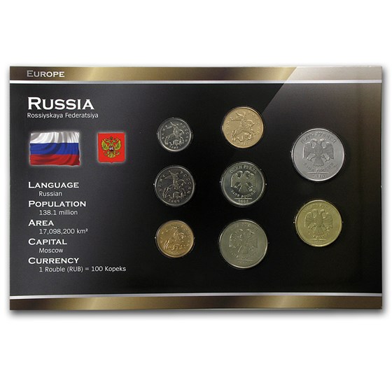 Russia Post-USSR 8-Coin Set BU Russia Post-USSR 8-Coin Set BU