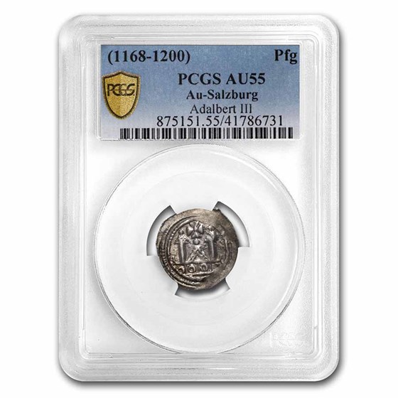 Salzburg Silver Pfennig Adalbert III (1168-1200 AD) AU-55 PCGS Salzburg Silver Pfennig Adalbert III (1168-1200 AD) AU-55 PCGS