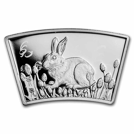 Samoa 30 gram Silver Lunar Rabbit Fan Shaped Coin