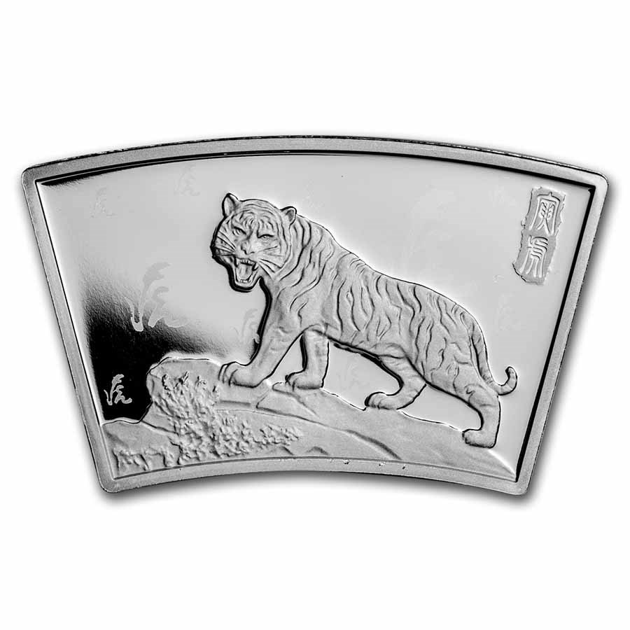 Samoa 30 gram Silver Lunar Tiger Fan Shaped Coin