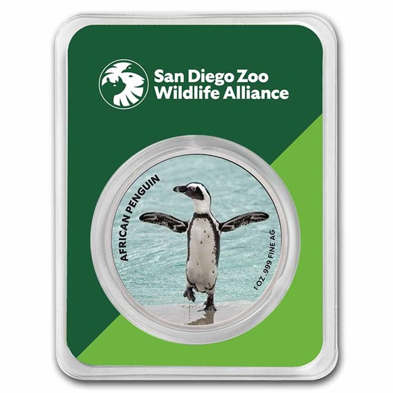 San Diego Zoo 1 oz Colorized Silver Penguin in TEP