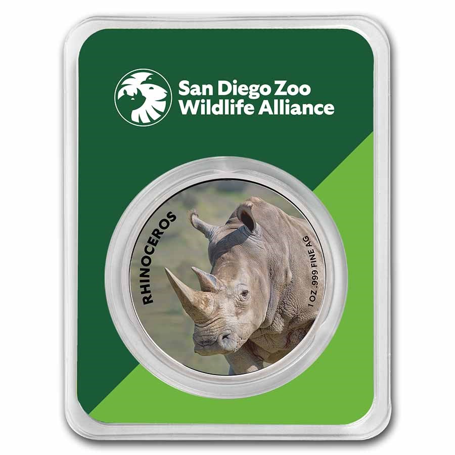 San Diego Zoo 1 oz Colorized Silver Rhinoceros in TEP