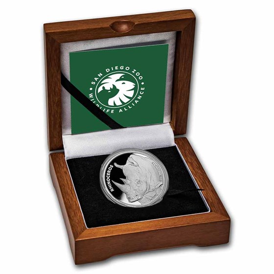 San Diego Zoo 1 oz Silver Proof Rhinoceros (w/Box & COA) San Diego Zoo 1 oz Silver Proof Rhinoceros (w/Box & COA)