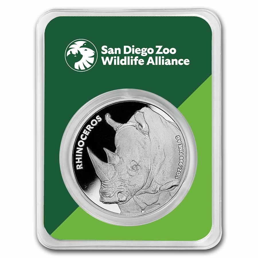 San Diego Zoo 1 oz Silver Round Rhinoceros in TEP