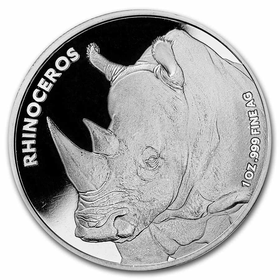 San Diego Zoo 1 oz Silver Round Rhinoceros