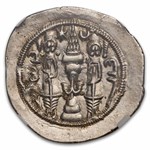 Sasanian Empire AR Drachm King Khusru II (591-628 AD) Ch AU NGC