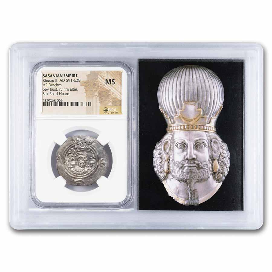 Buy 591-628 Sasanian Silver Drachm Khusru II MS NGC | APMEX