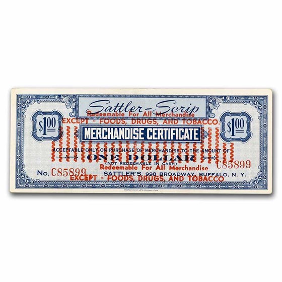 Sattler-Scrip Buffalo, New York $1.00 VF Depression Scrip Sattler-Scrip Buffalo, New York $1.00 VF Depression Scrip