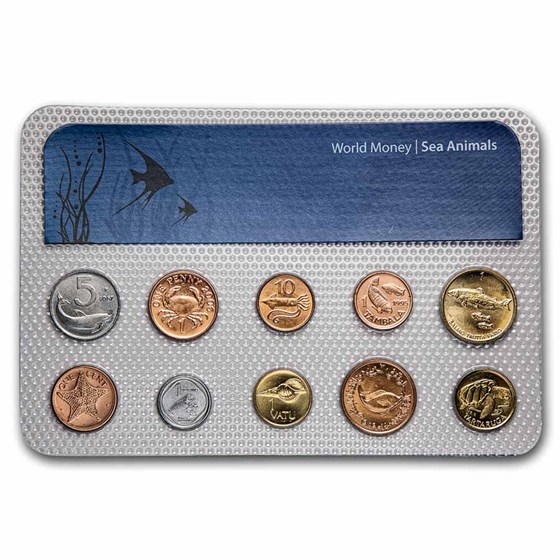Sea Animal Coins from Around the World 10-Coin Set BU Sea Animal Coins from Around the World 10-Coin Set BU