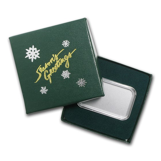 Season's Greetings Green Gift Box for 1 oz Silver Bars Season's Greetings Green Gift Box for 1 oz Silver Bars