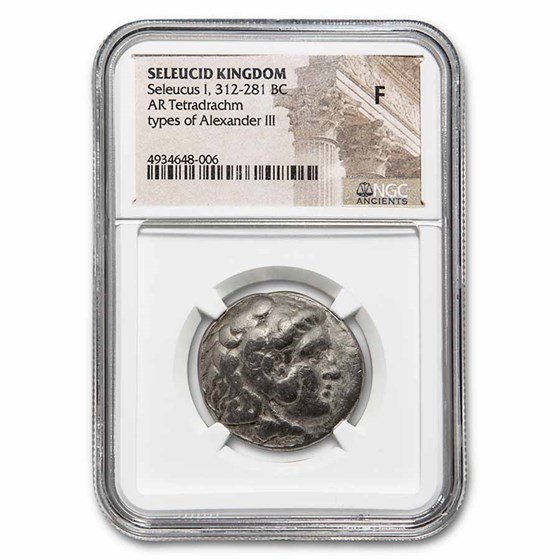 Seleucid Empire AR Tetradrachm Seleucus I 312-281 BC Fine NGC Seleucid Empire AR Tetradrachm Seleucus I 312-281 BC Fine NGC