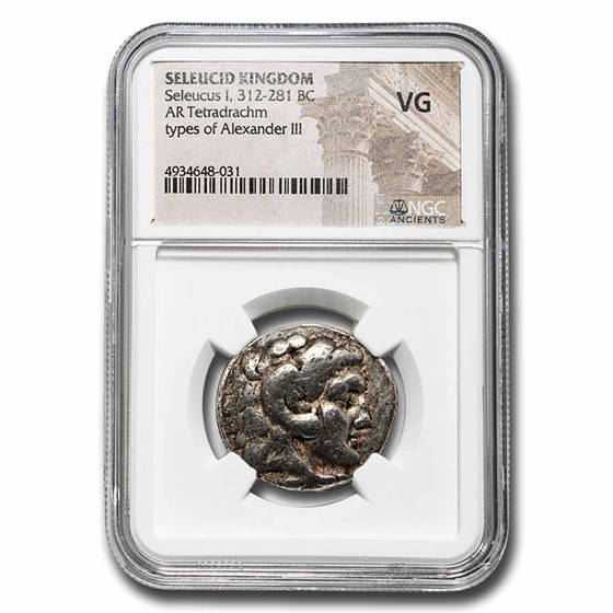 Seleucid Empire AR Tetradrachm Seleucus I 312-281 BC VG NGC Seleucid Empire AR Tetradrachm Seleucus I 312-281 BC VG NGC
