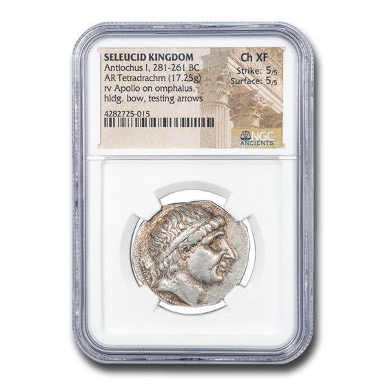 Seleucid Kingdom Antiochus I Tetradrachm (281-261 BC) Ch XF NGC Seleucid Kingdom Antiochus I Tetradrachm (281-261 BC) Ch XF NGC