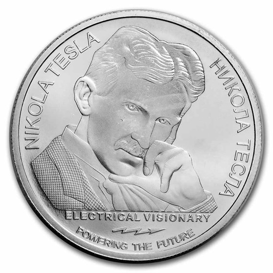 Serbia 1 oz Silver 100 Dinar Nikola Tesla Series (Scruffy) Random Serbia 1 oz Silver 100 Dinar Nikola Tesla Series (Scruffy) Random
