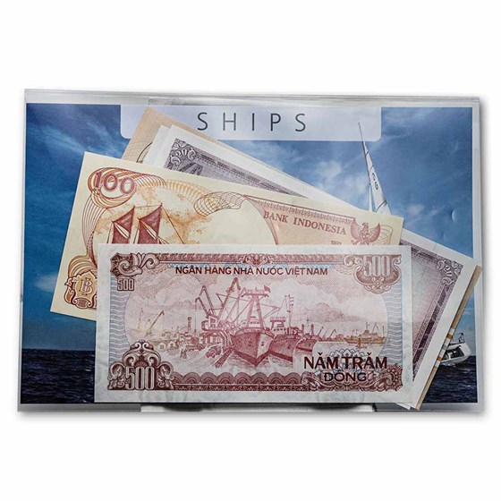 Ship Banknotes from Around the World 5-Banknote Set Unc Ship Banknotes from Around the World 5-Banknote Set Unc