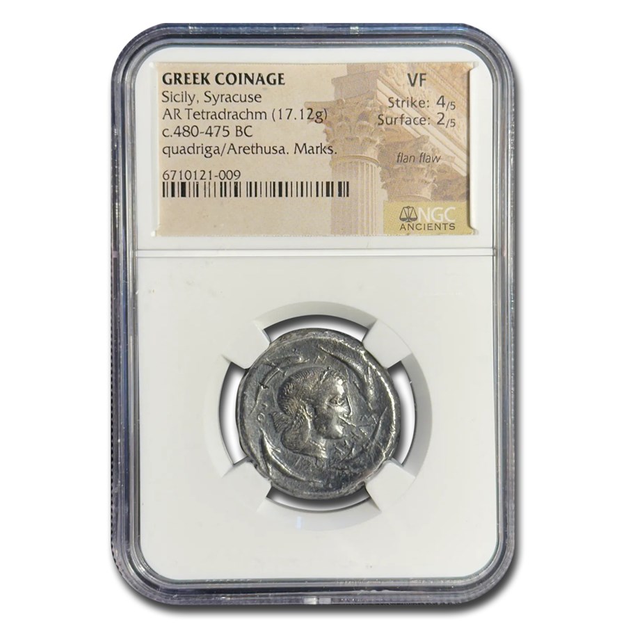 Sicily, Syracuse AR Tetradrachm (480-475 BC) VF NGC (4/2)
