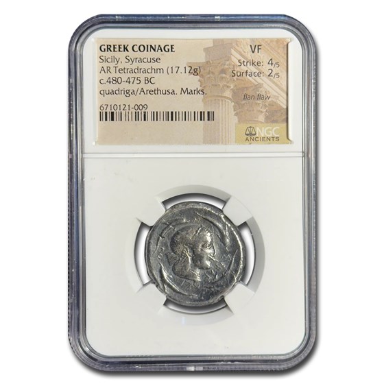 Sicily, Syracuse AR Tetradrachm (480-475 BC) VF NGC (4/2) Sicily, Syracuse AR Tetradrachm (480-475 BC) VF NGC (4/2)