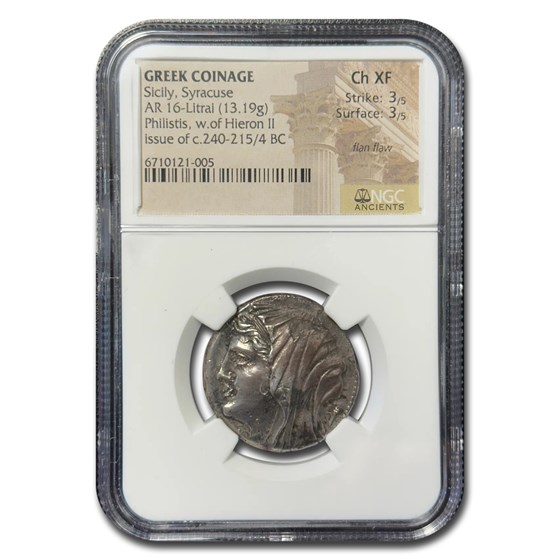 Sicily, Syracuse Silver 16-Litrai (240-215/4 BC) Ch XF NGC (3/3) Sicily, Syracuse Silver 16-Litrai (240-215/4 BC) Ch XF NGC (3/3)