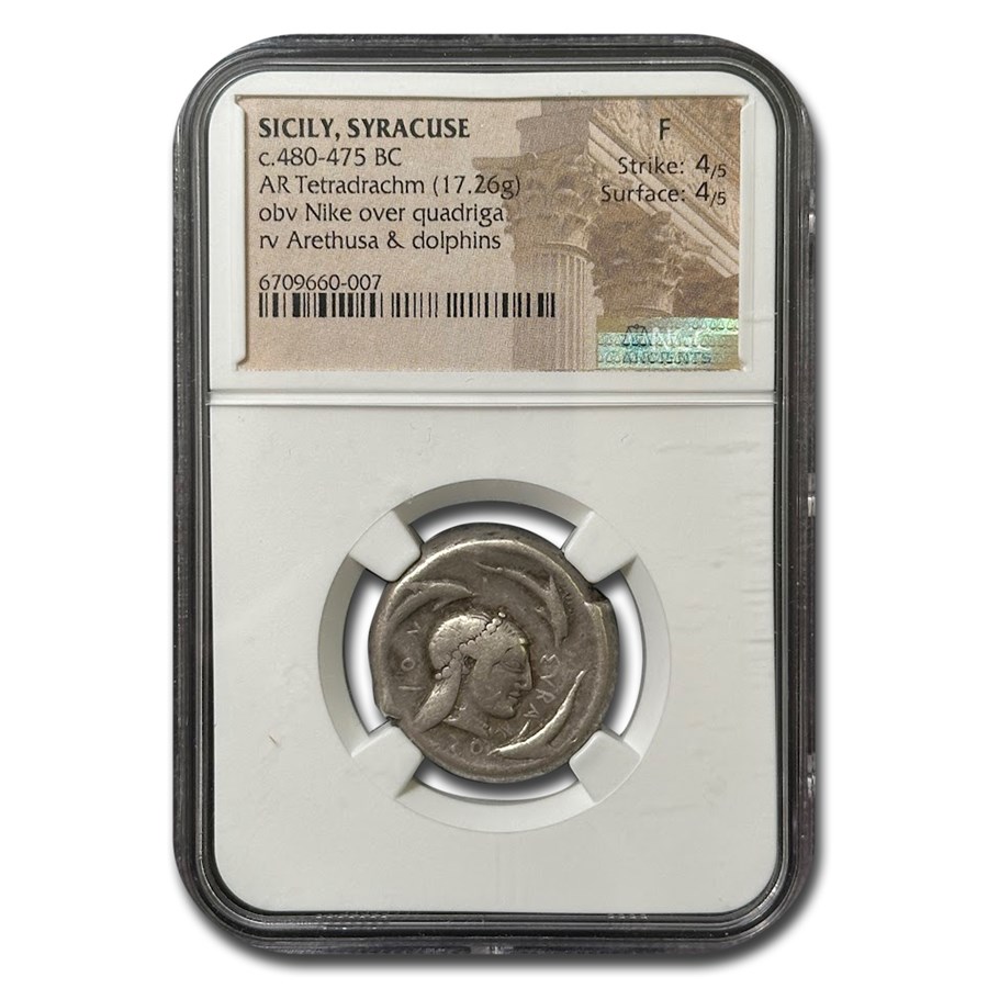 Sicily, Syracuse Silver Tetradrachm (480-475 BC) Fine NGC