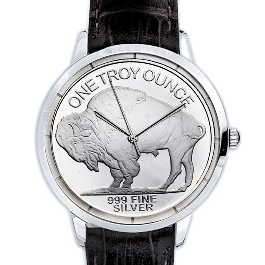 Silver American Buffalo Leather Watch