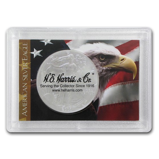 Silver American Eagle Harris Holder (Flag & Eagle Design) Silver American Eagle Harris Holder (Flag & Eagle Design)