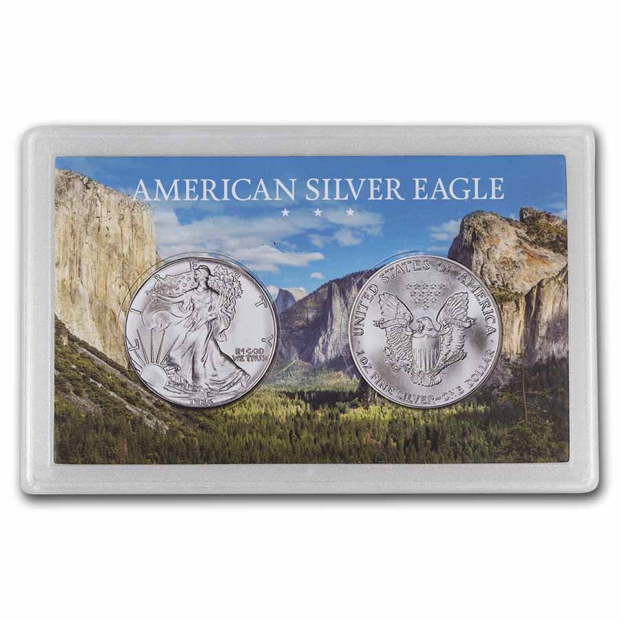 Silver American Eagle Harris Holder (Two-Coin, Mountain Forest)