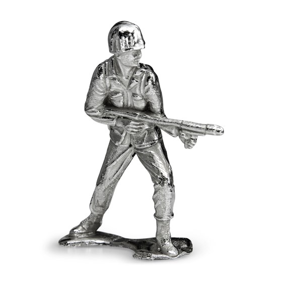 Silver Army Figurine - Flamethrower Silver Soldier Silver Army Figurine - Flamethrower Silver Soldier