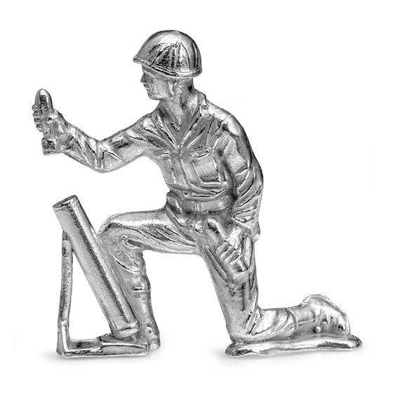 Silver Army Figurine - Gunner Silver Soldier Silver Army Figurine - Gunner Silver Soldier