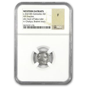 Silver Drachm Western Satraps India Fine NGC (3rd Century AD) Silver Drachm Western Satraps India Fine NGC (3rd Century AD)