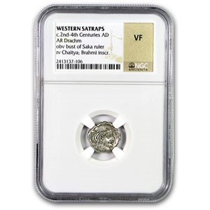 Silver Drachm Western Satraps India VF NGC (3rd Century AD) Silver Drachm Western Satraps India VF NGC (3rd Century AD)