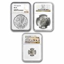 Silver Through the Ages 3-Coin Set NGC (Ancient-Modern)