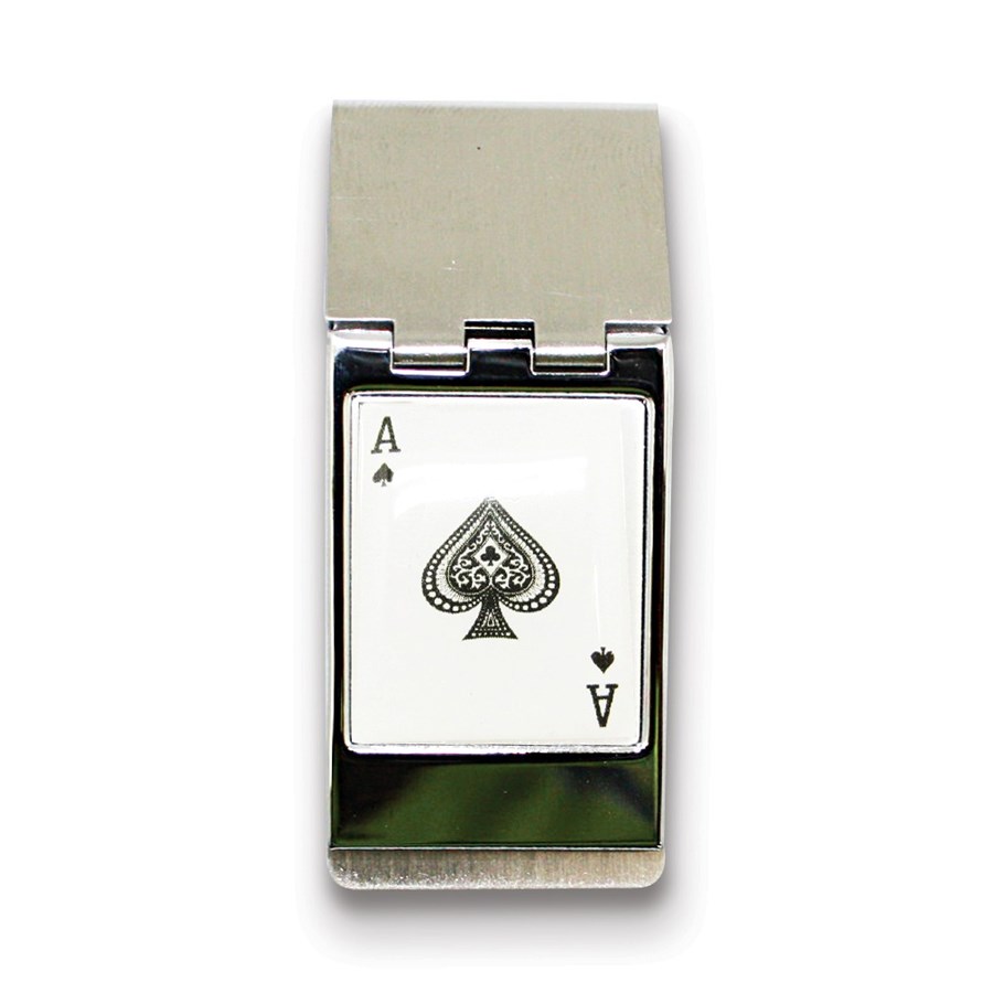Silver-tone Ace Hinged Money Clip