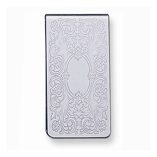 Silver-tone Money Clip - Floral