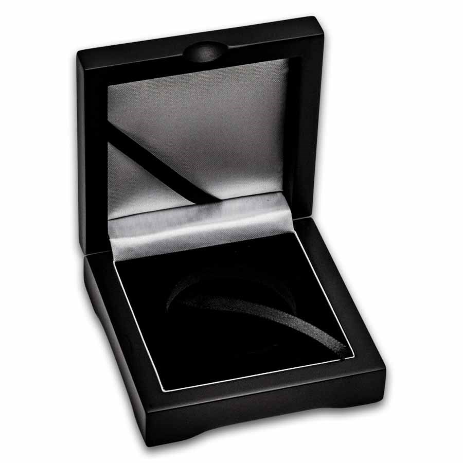 Single Coin Wood Presentation Box- Fits Up to 51 mm (Black Matte)
