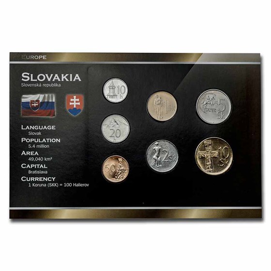 Slovakia Pre-Euro 7-Coin Set BU Slovakia Pre-Euro 7-Coin Set BU