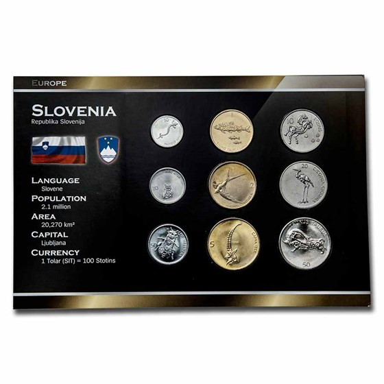 Slovenia Pre-Euro 9-Coin Set BU