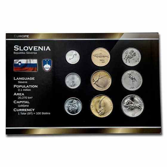 Slovenia Pre-Euro 9-Coin Set BU Slovenia Pre-Euro 9-Coin Set BU